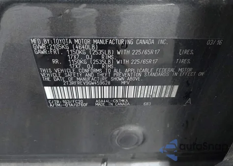 2016 Toyota Rav4 Xle from USA, damaged, VIN 2T3RFREV9GW459628